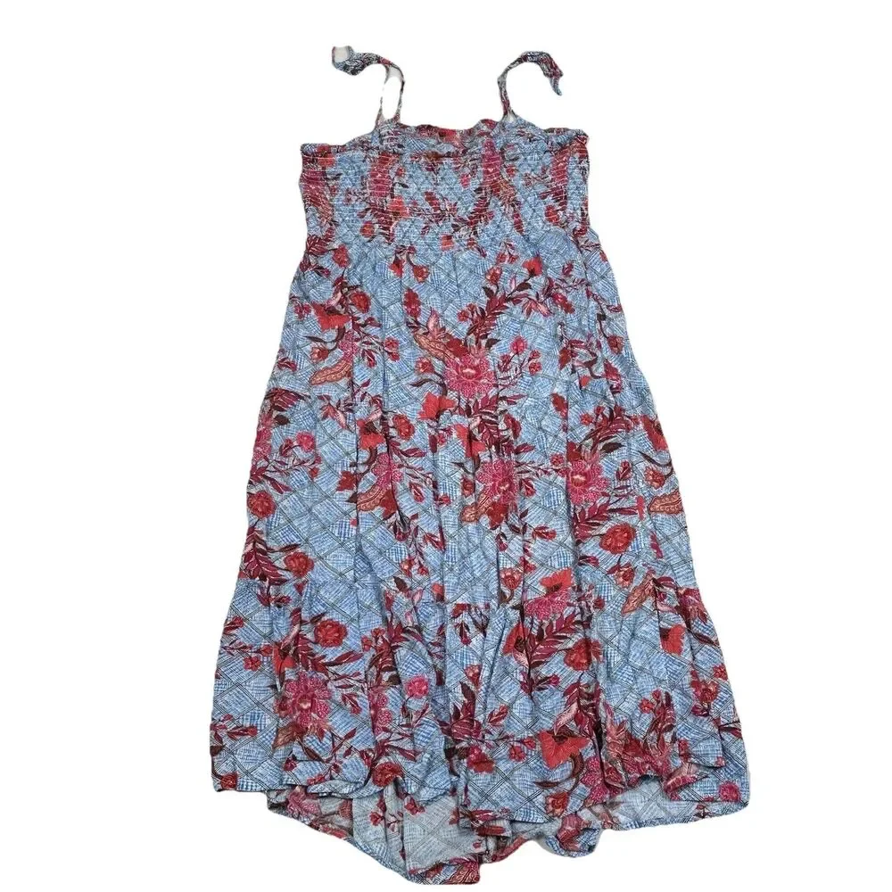 Knox Rose Plus Size XXL Spaghetti Sundress Blue Red Floral Midi Smocked Colorful - Picture 13 of 15